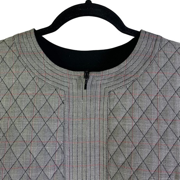 Gray & Black Houndstooth Reversible Quilted Zipper Vest - Picture 3 of 11